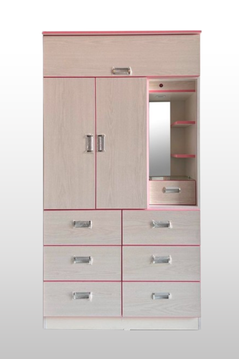 Ropero Compact color Niebla con Rosado